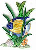 Painted Metal Tropical Fish Wall Decor - Handcrafted Metal Blue Ringed Angelfish - 13 1/2" x 19 1/2"