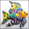 Painted Metal Tropical Fish Wall Hanging - Caribbean Home Decor - 35" x 39"
