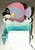 Hand Painted Metal Tropical Fish Toilet Paper Holder - Bathroom Decor -  8"