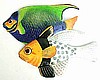 Tropical Fish Wall Decor - Painted Metal Tropical Art - Handcrafted Metal Art -12" x 17"