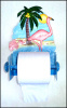 Flamingo Toilet Paper Holder - Painted Metal Tropical Bathroom Decor -8 1/2" x 11" 