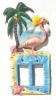 Pink Flamingo, Light Switchplate, Painted Metal Double Rocker Switch Plate Cover - 7" x 12"