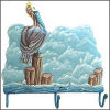 Pelican Wall Hook. Hand Painted Metal Tropical Art, Towel Hook, Tropical Decor - 10" x 10"
