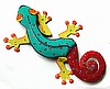 Extra Large Gecko Painted Metal Wall Hanging - Tropical Garden Art - 19" x 30"