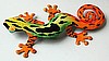 Handcrafted Green & Orange Painted Metal Caribbean Gecko Wall Hanging - 8" x 13"