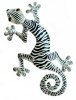 Painted Metal Gecko Garden Decor - Zebra Design Metal Gecko Wall Hanging