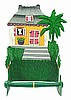 Painted Metal Caribbean House Toilet Paper Holder - Tropical Decor - 7"x10"x 5"