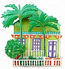 Tropical Design, Painted Metal Cottage Wall Hanging, Tropical Home Decor, Haitian Metal Art - 13" x 