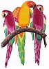 Painted Metal Parrots in Tropical Colors - Home Decor - Parrot Wall Hanging - 24" 