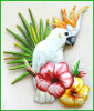 Decorative Parrot Wall Hanging - Hand Painted Metal Cockatoo - Tropical Decor - 24" x 21"