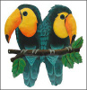 Hand Painted Metal Tropical Toucan Parrot Wall Hanging - Tropical Design - 13" x 18"