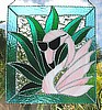 Flamingo Stained Glass Art Sun Catcher Panel - Tropical Decoration - 12" x 14"