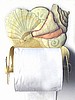 Hand Painted Shell Toilet Paper Holder, Nautical Bathroom Decor, Haiti Metal Art, 7" x 7"
