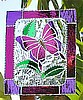 Sun Catcher - Hand Made Aqua Butterfly Stained Glass Suncatcher - 8 1/2" x 11"