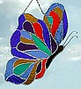 Glass Sun Catcher - Decorative Stained Glass Butterfly Suncatcher - 7" x 12"