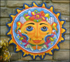 Handcrafted Sun Art, Metal Wall Art, Painted Metal Wall Hanging, 34", Patio Decor, Swimming Pool Dec