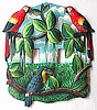 Hand Painted Metal Tropical Parrot Light Switch Cover - 2 Holes - 6 1/2" x 7"