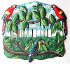 Tropical Parrot Designed Switchplate - Hand Painted Metal 3 Holes - 8 1/2" x 7 1/2"