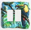 Tropical Double Switchplate - Painted Metal Toucan Parrot Switch Plate