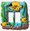 Rocker Switch Plate Cover - Double - Hand Painted Metal Tropical Fish